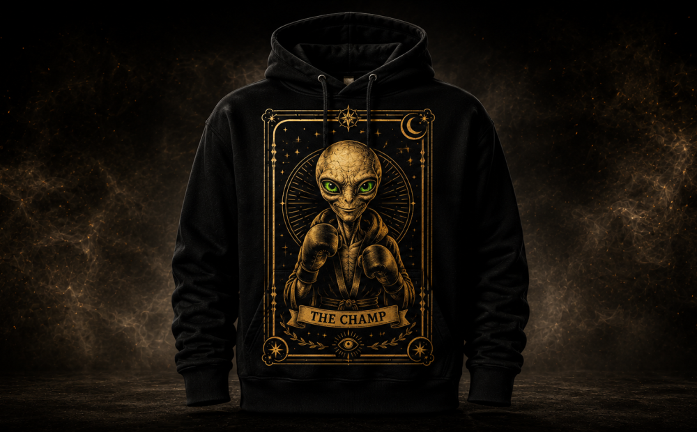 Mystical Gold-Eyed Alien Champion Hoodie